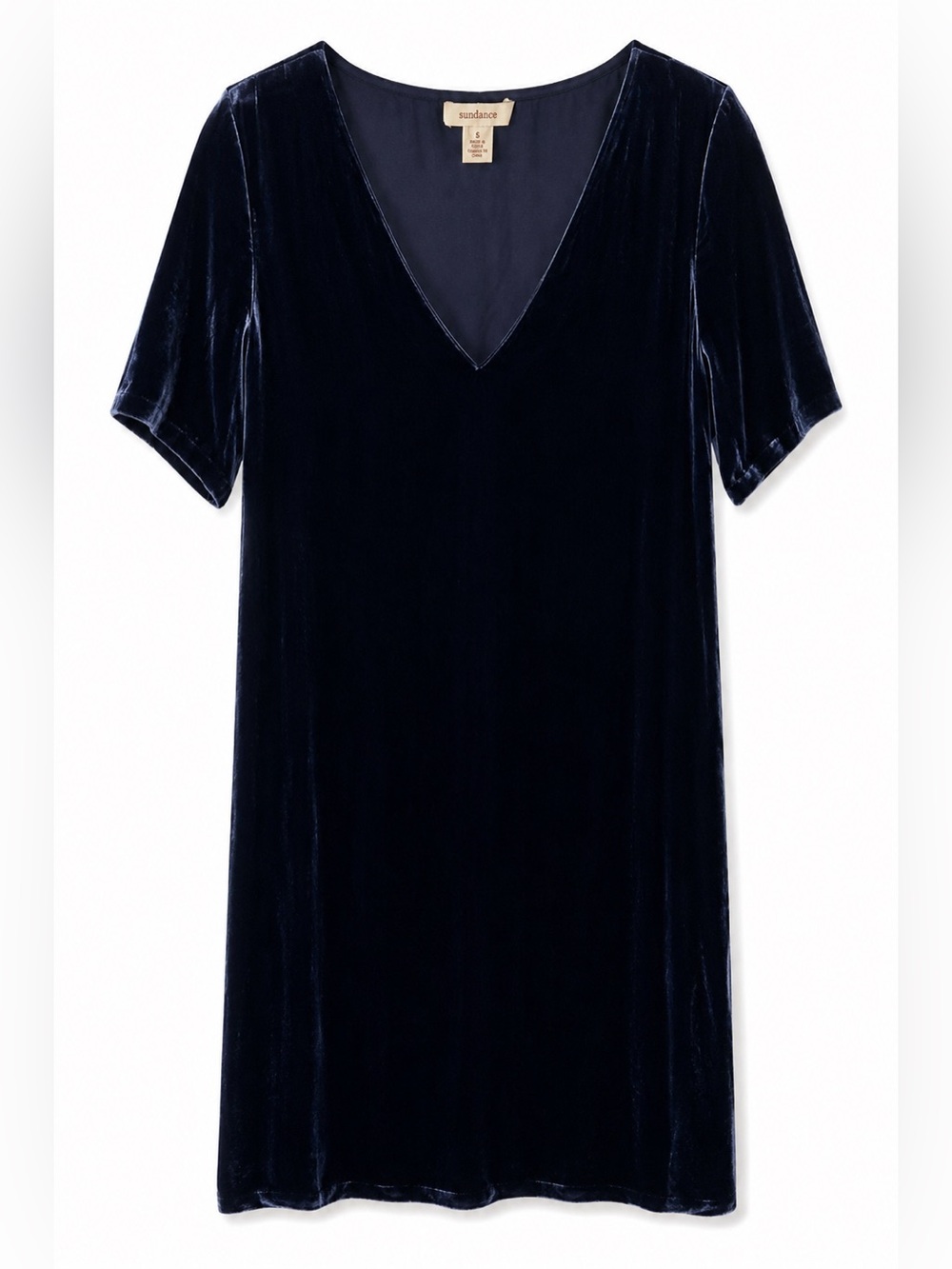 Sundance Navy Silk Blend Velvet Shift Dress S Boho Holiday Dark Academia